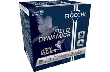 Image of Fiocchi Hi Velocity Lead 28 Gauge 1oz 3in 8 Shot Shotgun Ammo, 25 Rounds, 283HV8