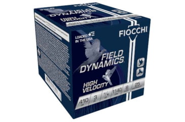 Image of Fiocchi Hi Velocity Lead 410 Gauge 11/16oz 3in 8 Shot Shotgun Ammo, 25 Rounds, 410HV8
