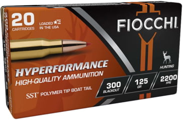 Image of Fiocchi Hyperformance .300 Blackout 125 Grain Super Shock Tip Brass Rifle Ammo, 20 Rounds, 300BLKH20
