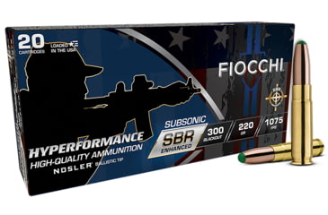 Image of Fiocchi Hyperformance .300BLK 220 Grain SBR Enhanced Brass Rifle Ammo, 20 Rounds, 300BKSBS