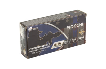 Image of Fiocchi Hyperformance .300BLK 125 Grain SBR Enhanced Brass Rifle Ammo, 20 Rounds, 300BKSBA