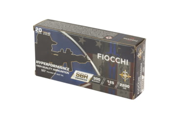 Image of Fiocchi Hyperformance .300BLK 125 Grain SBR Enhanced Brass Rifle Ammo, 20 Rounds, 300BKSBA
