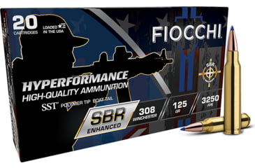 Image of Fiocchi Hyperformance .308 Win 125 Grain Super Shock Tip Brass Rifle Ammo, 20 Rounds, 308SBRA