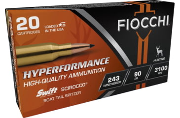 Image of Fiocchi Hyperformance Defense .243 Winchester 90 Grain SCIROCCO Brass Cased Rifle Ammo, 20 Rounds, 243SCA