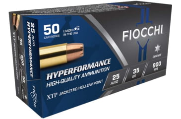 Image of Fiocchi Hyperformance Defense .25 ACP 35 Grain JHP Brass Cased Pistol Ammo, 50 Rounds, 25XTP
