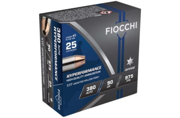 Image of Fiocchi Hyperformance Defense .380 ACP 90 Grain XTPHP Brass Pistol Ammo, 25 Rounds, 380XTP25