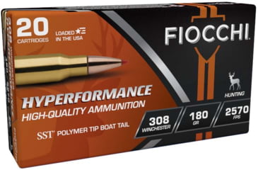 Image of Fiocchi Hyperformance Hunt .308 Winchester 180 Grain SST Brass Cased Rifle Ammo, 20 Rounds, 308HSC