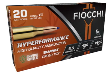 Image of Fiocchi Hyperformance Hunt 6.5 Creedmoor, 120 Gr, Rifle Centerfire, Brass Rifle Ammo, 20 Round, 65CMTTSX