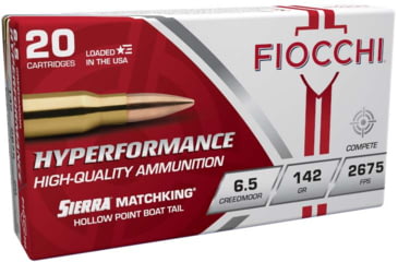 Image of Fiocchi Hyperformance Hunt 6.5 Creedmoor 142 Grain BTHP Brass Rifle Ammo, 20 Rounds, 65CMMKC