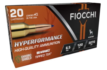 Image of Fiocchi Hyperformance Hunt 6.5 PRC, 120 Gr, Rifle Centerfire, Brass Rifle Ammo, 20 Round, 65PRCTT