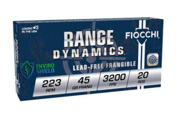 Image of Fiocchi Range Dynamics .223 Rem 45 Grain Lead Free Frangible Brass Rifle Ammo, 20 Rounds, 223FRG20