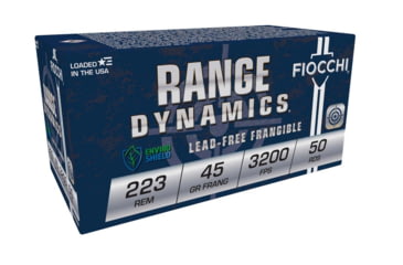 Image of Fiocchi Range Dynamics .223 Remington 45 Grain Lead Free Frangible Brass Rifle Ammo, 50 Rounds, 223FRANG