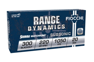 Image of Fiocchi Range Dynamics .300 Blackout 220 Grain Subsonic Brass Rifle Ammo, 20 Rounds, 300BLKSUB