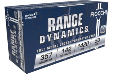 Image of Fiocchi Range Dynamics .357 Magnum 142 Grain FMJTC Brass Pistol Ammo, 50 Rounds, 357F