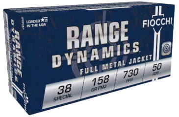 Image of Fiocchi Range Dynamics .38 Special 158 Grain FMJ Brass Pistol Ammo, 50 Rounds, 38GFOA