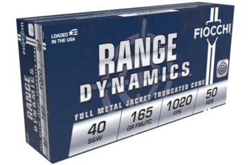 Image of Fiocchi Range Dynamics .40S&amp;W 165 Grain FMJTC Brass Pistol Ammo, 50 Rounds, 40SWF
