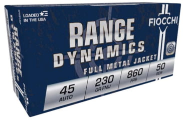 Image of Fiocchi Range Dynamics .45ACP 230 Grain FMJ Brass Pistol Ammo, 50 Rounds, 45A500