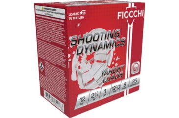 Image of Fiocchi Shooting Dynamics 12 Gauge 1oz 2.75in8 Shot 1250 Velocity Shotgun Ammo, 25 Rounds, 12SD1X8