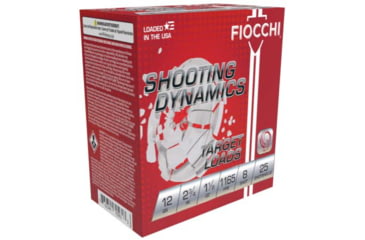 Image of Fiocchi Shooting Dynamics 12 Gauge 1 1/8oz 2-3/4in Shotgun Ammo, 8, 1165, 25 Rounds, 12SD18L8
