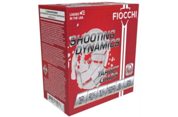 Image of Fiocchi Shooting Dynamics 12 Gauge 1 1/8oz 2-3/4in Shotgun Ammo, 8, 1250, 25 Rounds, 12SD18X8