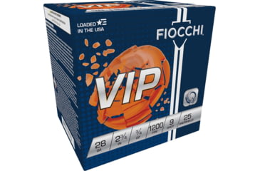 Image of Fiocchi VIP 28 Gauge 3/4oz 2.75in 9 Shot Shotgun Ammo, 25 Rounds, 28VIP9
