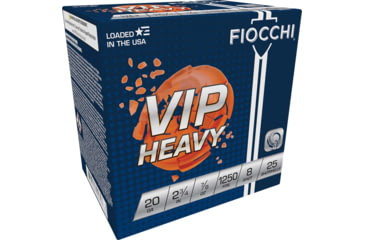 Image of Fiocchi VIP Heavy 20 Gauge 7/8oz 2.75in 8 Shot Shotgun Ammo, 25 Rounds, 20VIPH8