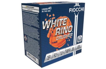 Image of Fiocchi White Rhino Crusher 12 Gauge 1 1/8oz 2-3/4in Shotgun Ammo, 8 Shot, 25 Rounds, 12WRCRS8