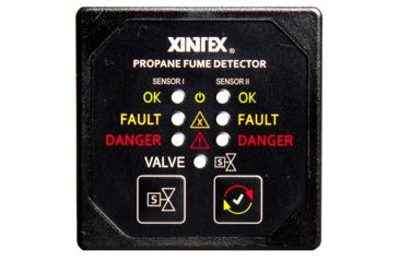 Image of Fireboy-Xintex Propane Fume Detector &amp; Alarm w/2 Plastic Sensors &amp; Solenoid Valve - Square Black Bezel Display 63845