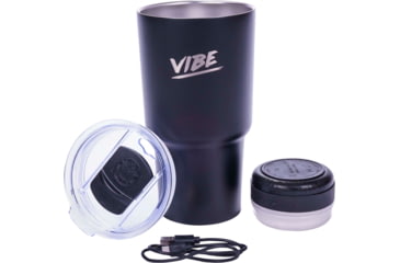 Image of Fireside Outdoor Vibe Tumbler with/ Water-Resistant Bluetooth Speaker, Black, 28oz, VIBE-28-BLK