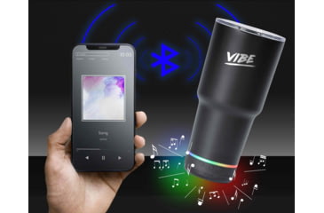 Image of Fireside Outdoor Vibe Tumbler with/ Water-Resistant Bluetooth Speaker, Black, 28oz, VIBE-28-BLK