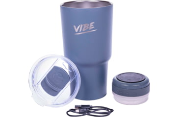 Image of Fireside Outdoor Vibe Tumbler with/ Water-Resistant Bluetooth Speaker, Grey, 28oz, VIBE-28-GRY