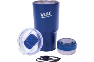 Image of Fireside Outdoor Vibe Tumbler with/ Water-Resistant Bluetooth Speaker, Navy Blue, 28oz, VIBE-28-NBLU