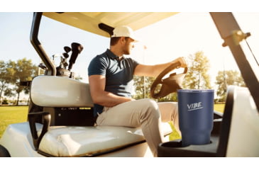 Image of Fireside Outdoor Vibe Tumbler with/ Water-Resistant Bluetooth Speaker, Navy Blue, 28oz, VIBE-28-NBLU