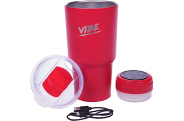 Image of Fireside Outdoor Vibe Tumbler with/ Water-Resistant Bluetooth Speaker, Red, 28oz, VIBE-28-RED