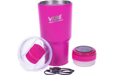 Image of Fireside Outdoor Vibe Tumbler with/ Water-Resistant Bluetooth Speaker, Rosa, 28oz, VIBE-28-ROSA