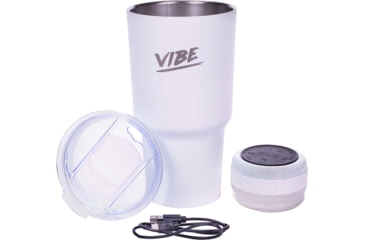 Image of Fireside Outdoor Vibe Tumbler with/ Water-Resistant Bluetooth Speaker, White, 28oz, VIBE-28-WHT