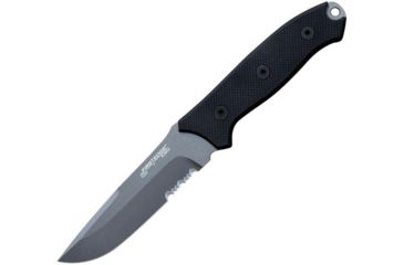 Image of First Edge Elite Field Fixed Blade Knife Serrated Edge, Elmax Bead Blast Blade, Coarse Black, 5155-BBB