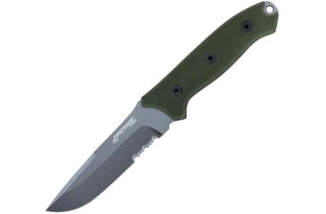 Image of First Edge Elite Field Fixed Blade Knife Serrated Edge, Elmax Bead Blast Blade, Coarse Green, 5155-BBG