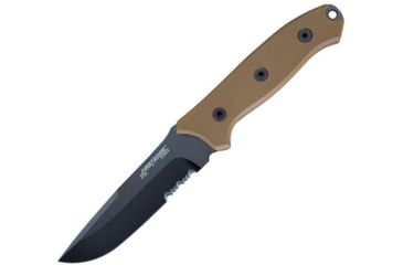 Image of First Edge Elite Field Fixed Blade Knife Serrated Edge, Elmax Black Oxide Blade, Coarse Green, 5155-BLG