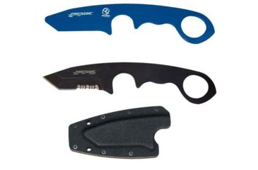 Image of First Edge HR-1 Kit Tanto Serrated Edge Fixed Blade Knife, Blue Trainer, Sheath, Black, 4881