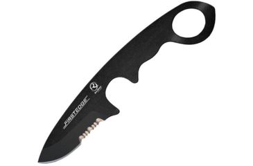 Image of First Edge HR-1 Ryan Hoover Droppoint Serrated Fixed Blade Knife, Elmax Oxide Blade, Black, Droppoint Full Size, 4155