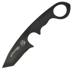 Image of First Edge HR-1 Ryan Fixed Blade Knife Hoover Tanto Serrated, Elmax Black Oxide Blade, Black, Tanto Full Size 4055
