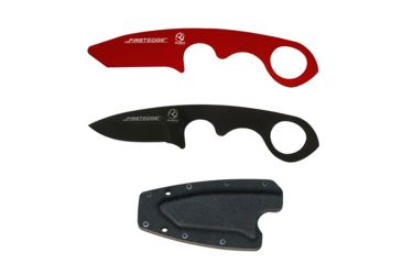 Image of First Edge HR-2 Kit Droppoint Fine Edge Fixed Blade Knife, Trainer, Sheath, Red/Black, 4886