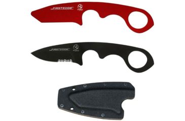 Image of First Edge HR-2 Kit Droppoint Serrated Edge Fixed Blade Knife, Trainer, Sheath, Red/Black, 4887