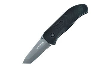 Image of First Edge Hrk Tanto Fixed Blade Knife Serrated Edge, Elmax Bead Blast Blade, Coarse Black, 11055-BBB