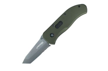 Image of First Edge Hrk Tanto Fixed Blade Knife Serrated Edge, Elmax Bead Blast Blade, Coarse Green, 11055-BBG
