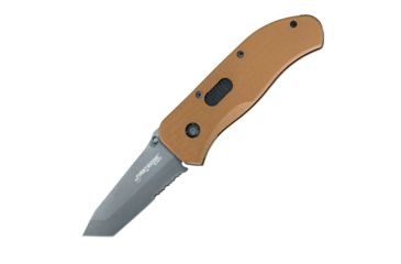 Image of First Edge Hrk Tanto Fixed Blade Knife Serrated Edge, Elmax Bead Blast Blade, Coarse Tan, 11055-BBT