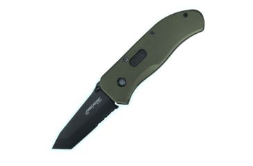 Image of First Edge Hrk Tanto Fixed Blade Knife Serrated Edge, Elmax Black Oxide Blade, Coarse Green, 11055-BLG