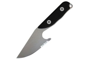 Image of First Edge Stingray Fixed Blade Knife Serrated Edge, Elmax Bead Blast Blade, Coarse Black, 11145-BBB