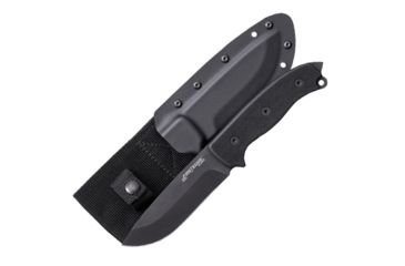 Image of First Edge Survival Fixed Blade Knife Fine Edge, Elmax Bead Blast Blade, Coarse Black 5050-BBB
